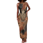 Khnum Tank Maxi Dress Ancient Egyptian Earthy Cracked Papyrus - Divine Potter - African Pride