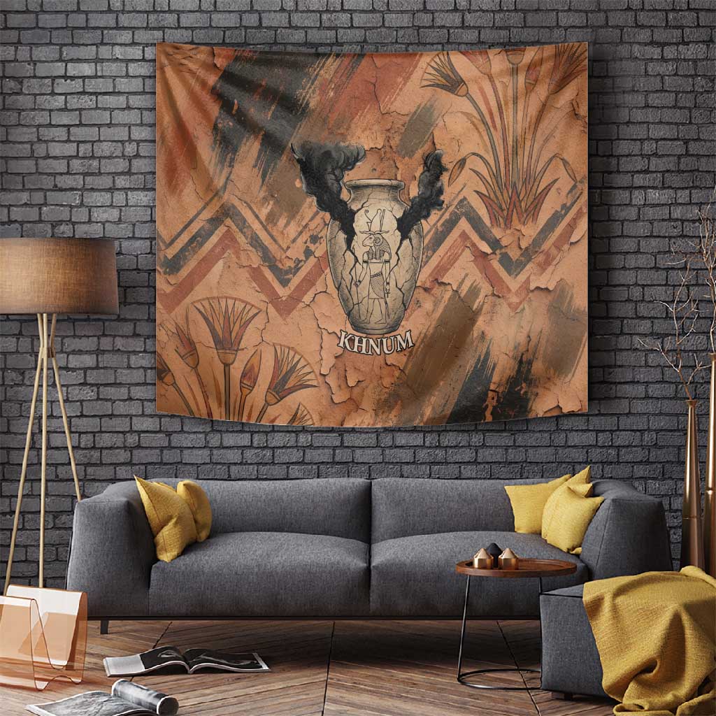 Khnum Tapestry Ancient Egyptian Earthy Cracked Papyrus - Divine Potter - African Pride