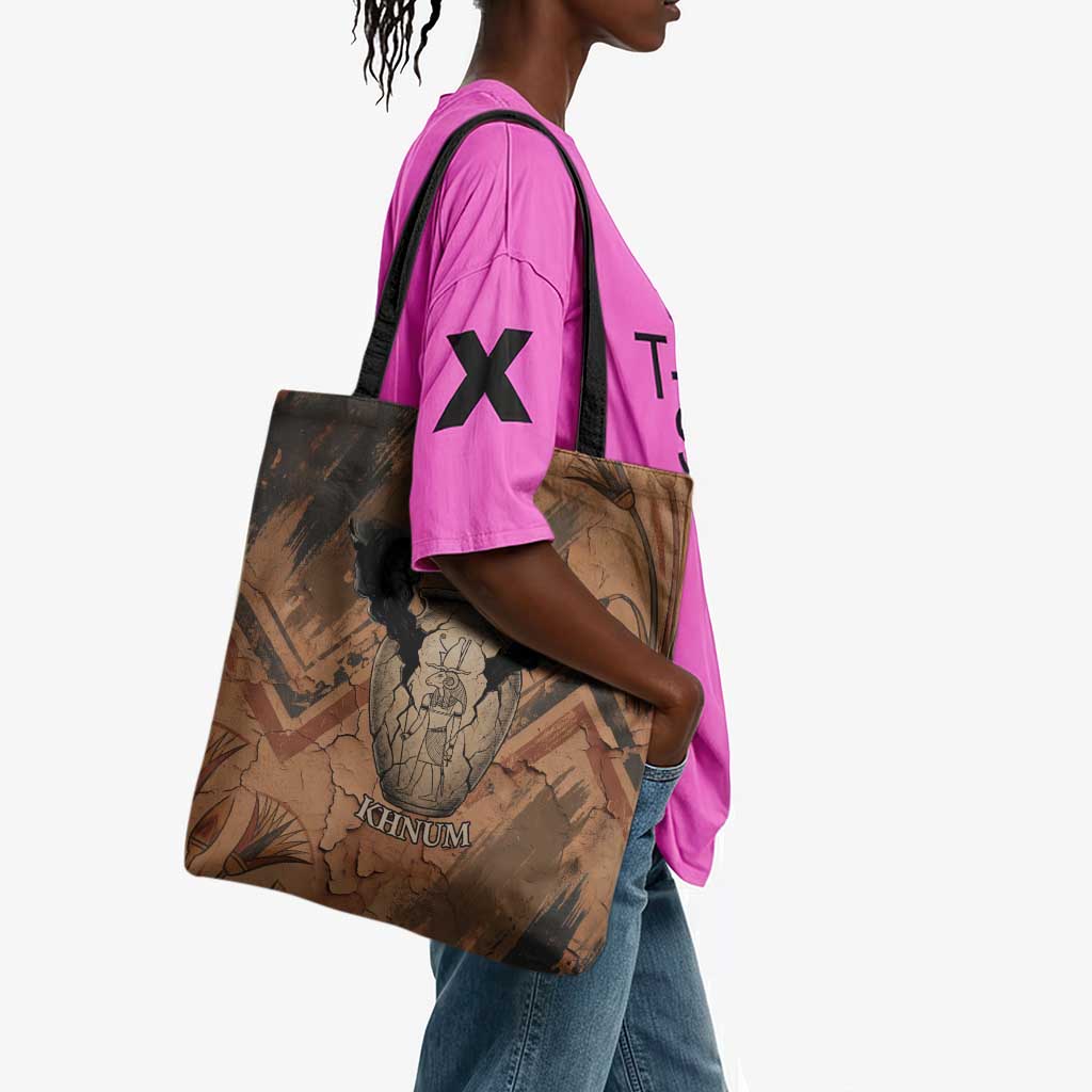 Khnum Tote Bag Ancient Egyptian Earthy Cracked Papyrus - Divine Potter - African Pride