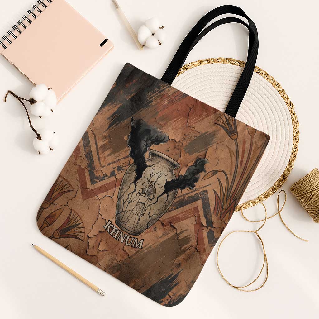 Khnum Tote Bag Ancient Egyptian Earthy Cracked Papyrus - Divine Potter - African Pride