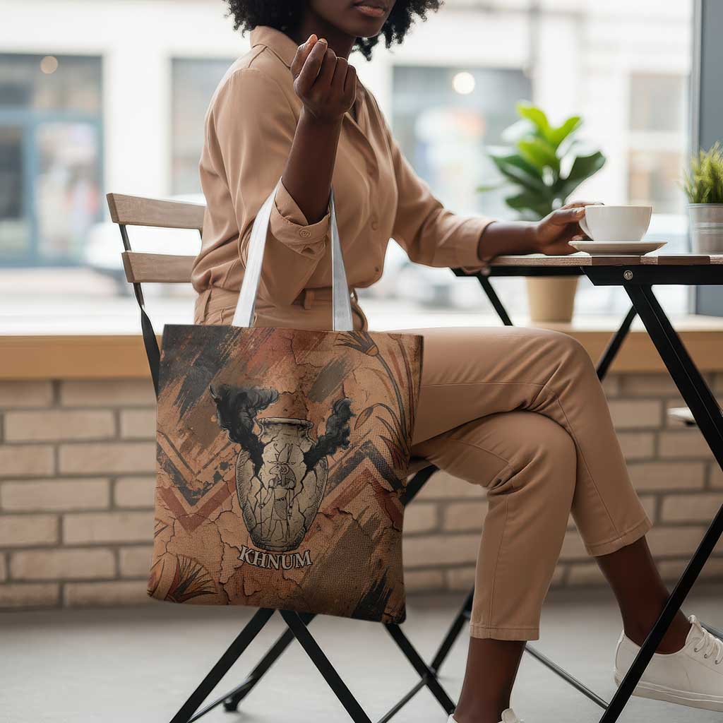 Khnum Tote Bag Ancient Egyptian Earthy Cracked Papyrus - Divine Potter - African Pride