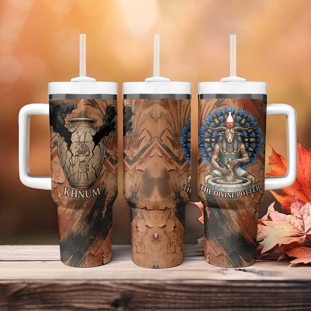 Khnum Tumbler With Handle Ancient Egyptian Earthy Cracked Papyrus - Divine Potter - African Pride