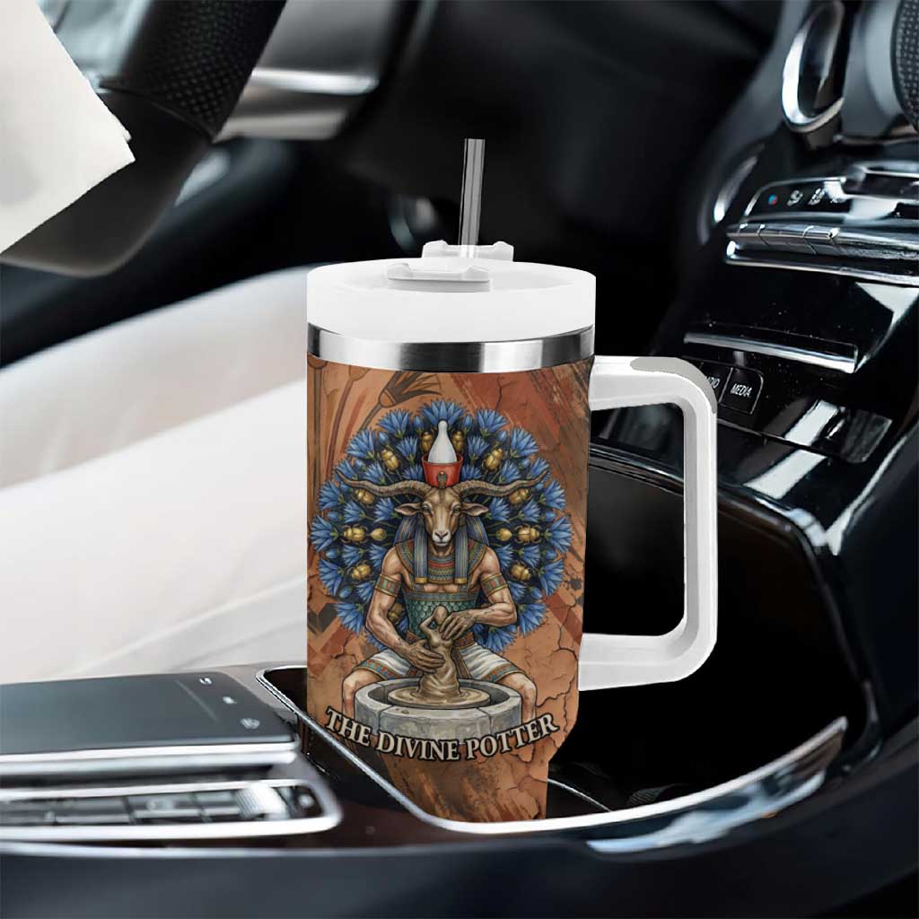 Khnum Tumbler With Handle Ancient Egyptian Earthy Cracked Papyrus - Divine Potter - African Pride