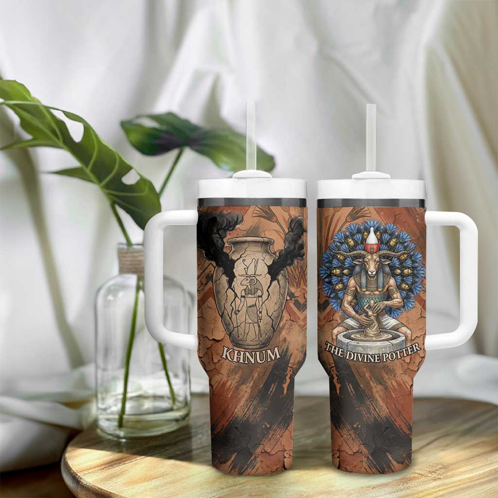 Khnum Tumbler With Handle Ancient Egyptian Earthy Cracked Papyrus - Divine Potter - African Pride