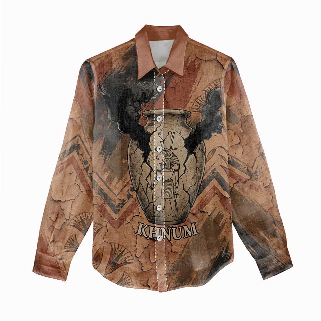 Khnum Women Casual Shirt Ancient Egyptian Earthy Cracked Papyrus - Divine Potter - African Pride