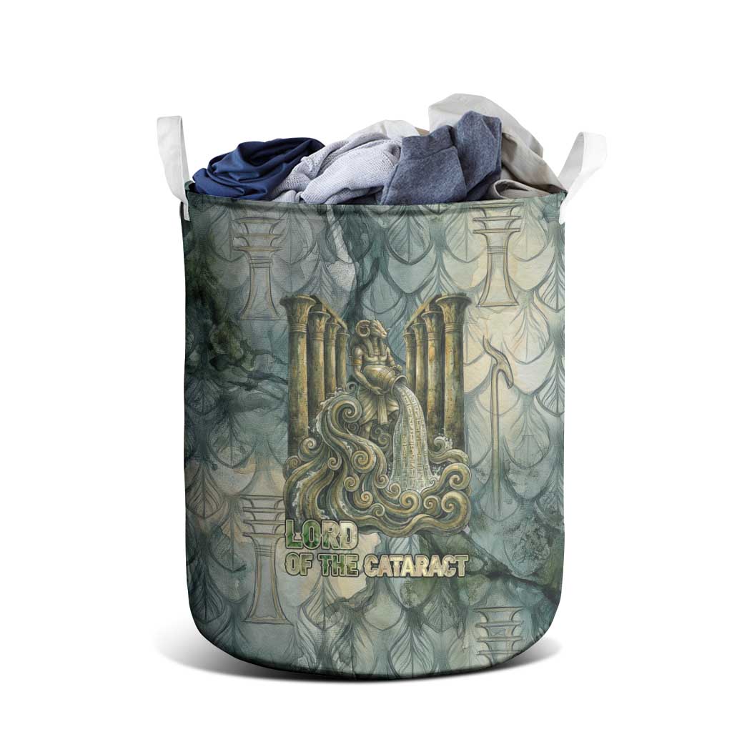 Khnum Ancient Egyptian Laundry Basket with Smoky Leaf, Ram Head Emblem, and Guardian of the Cataract - African Pride