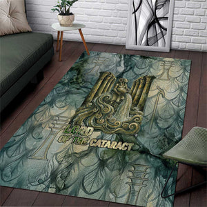 Khnum Ancient Egyptian Area Rug with Smoky Leaf, Ram Head Emblem, and Guardian of the Cataract - African Pride