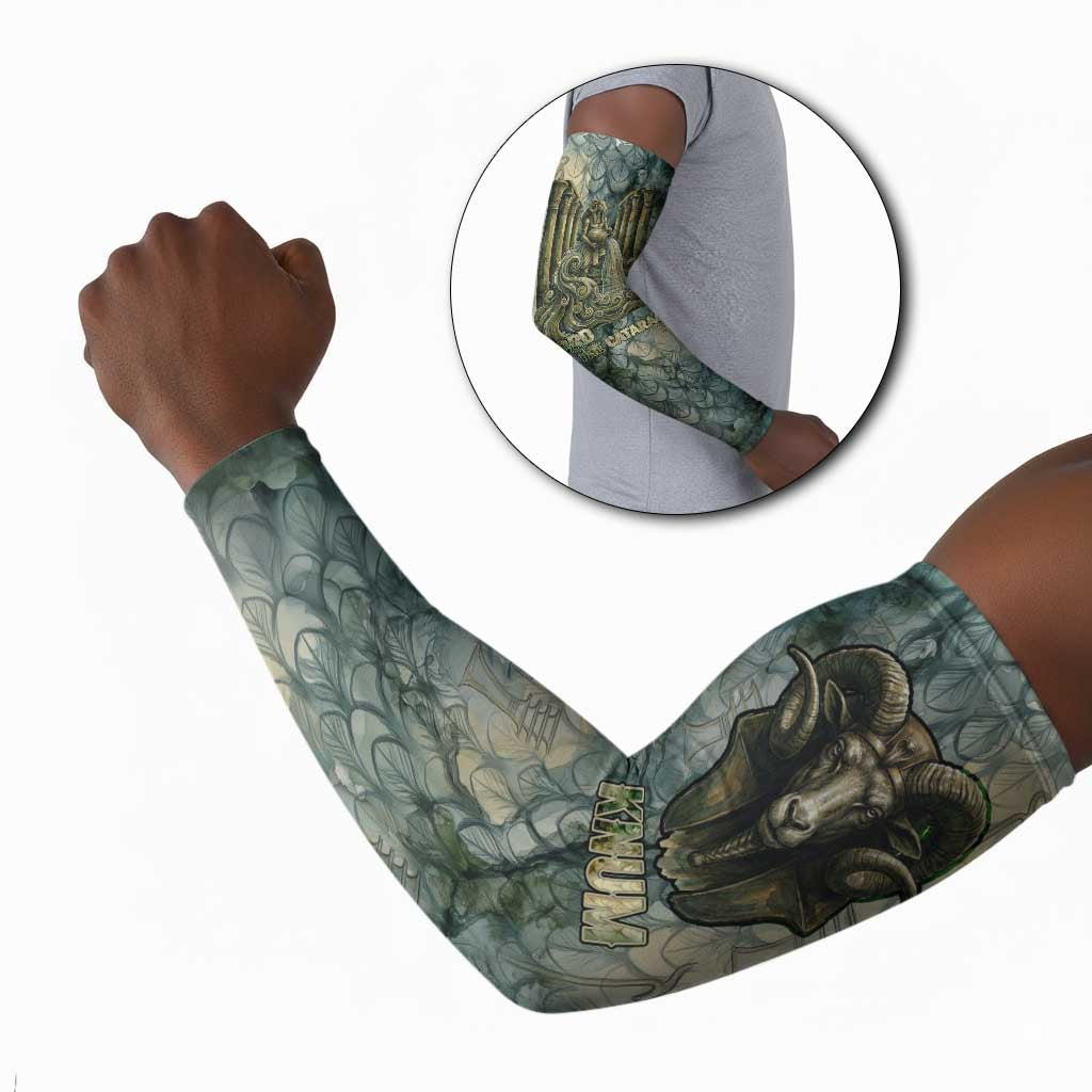 Khnum Ancient Egyptian Arm Sleeves with Smoky Leaf, Ram Head Emblem, and Guardian of the Cataract - African Pride