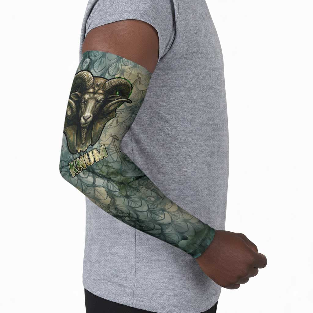 Khnum Ancient Egyptian Arm Sleeves with Smoky Leaf, Ram Head Emblem, and Guardian of the Cataract - African Pride