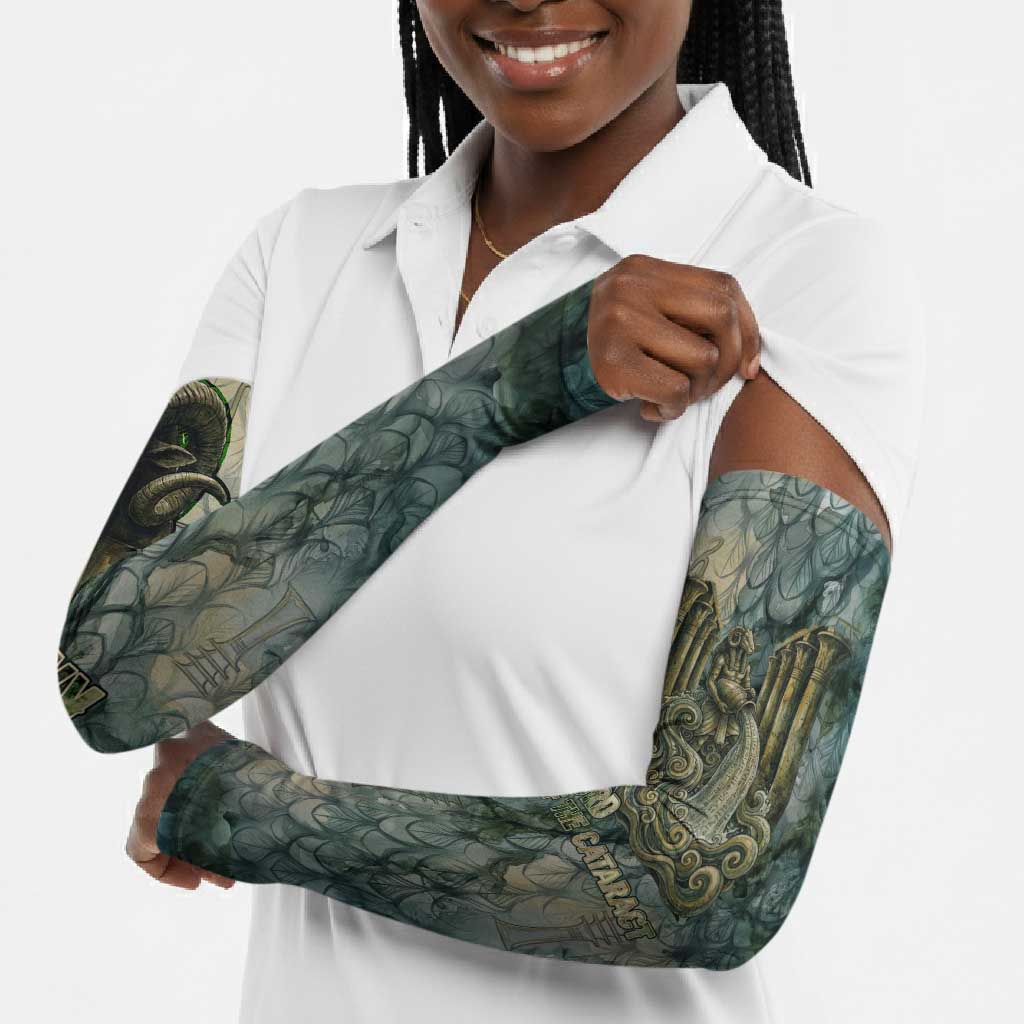 Khnum Ancient Egyptian Arm Sleeves with Smoky Leaf, Ram Head Emblem, and Guardian of the Cataract - African Pride