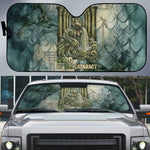 Khnum Ancient Egyptian Auto Sun Shade with Smoky Leaf, Ram Head Emblem, and Guardian of the Cataract - African Pride