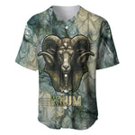 Khnum Ancient Egyptian Baseball Jersey with Smoky Leaf, Ram Head Emblem, and Guardian of the Cataract - African Pride