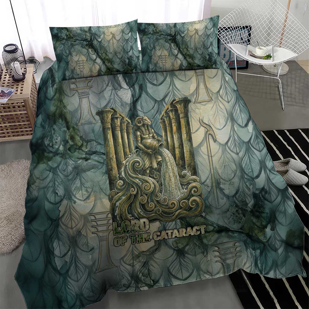 Khnum Ancient Egyptian Bedding Set with Smoky Leaf, Ram Head Emblem, and Guardian of the Cataract - African Pride