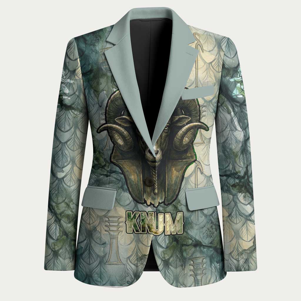 Khnum Ancient Egyptian Blazer with Smoky Leaf, Ram Head Emblem, and Guardian of the Cataract - African Pride