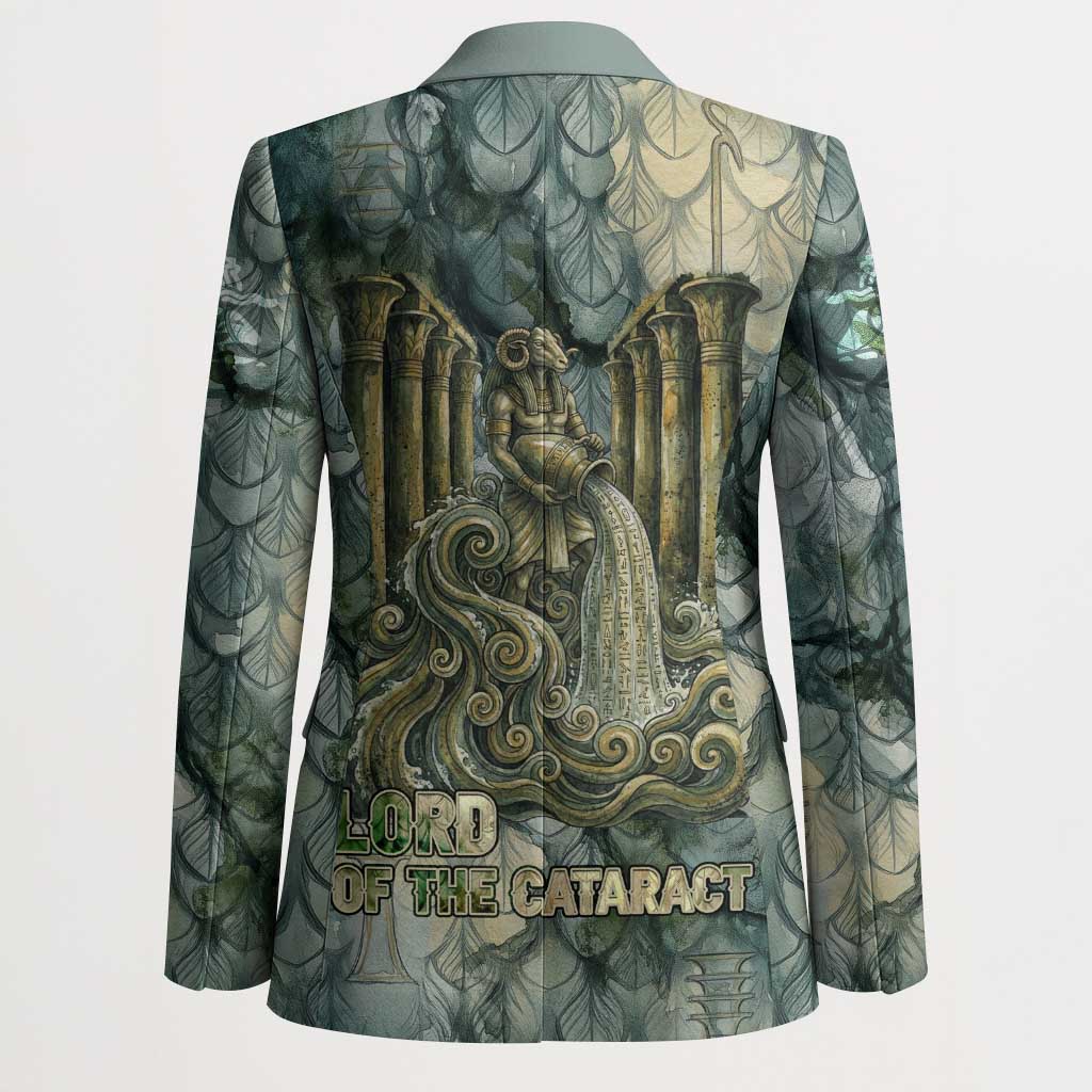 Khnum Ancient Egyptian Blazer with Smoky Leaf, Ram Head Emblem, and Guardian of the Cataract - African Pride