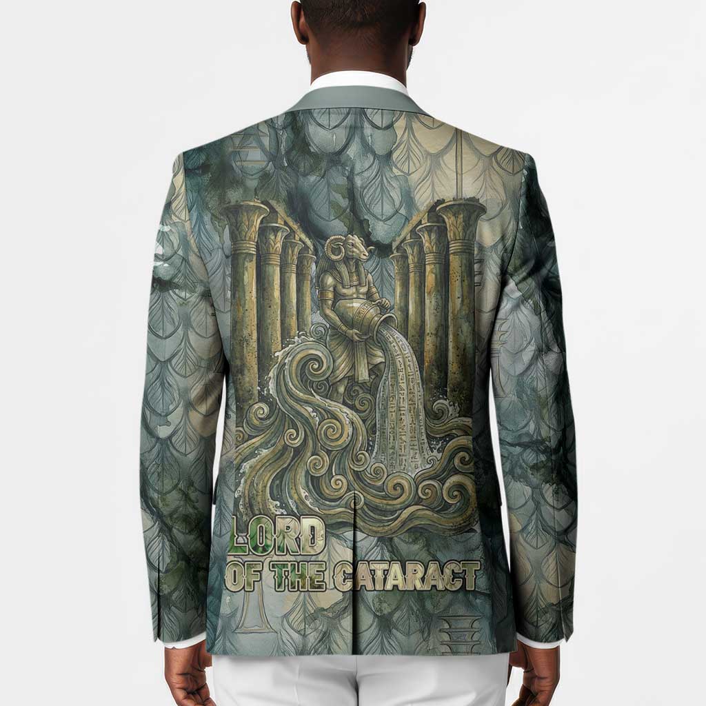 Khnum Ancient Egyptian Blazer with Smoky Leaf, Ram Head Emblem, and Guardian of the Cataract - African Pride