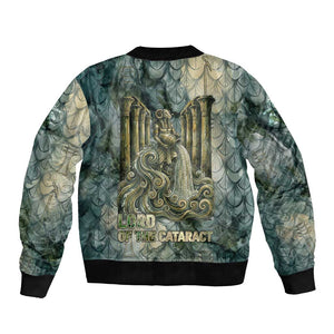 Khnum Ancient Egyptian Bomber Jacket with Smoky Leaf, Ram Head Emblem, and Guardian of the Cataract - African Pride