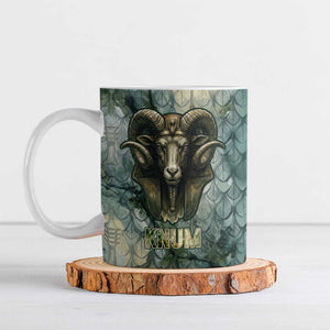 Khnum Ancient Egyptian Ceramic Mug with Smoky Leaf, Ram Head Emblem, and Guardian of the Cataract - African Pride