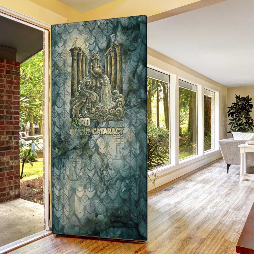 Khnum Ancient Egyptian Door Cover with Smoky Leaf, Ram Head Emblem, and Guardian of the Cataract - African Pride
