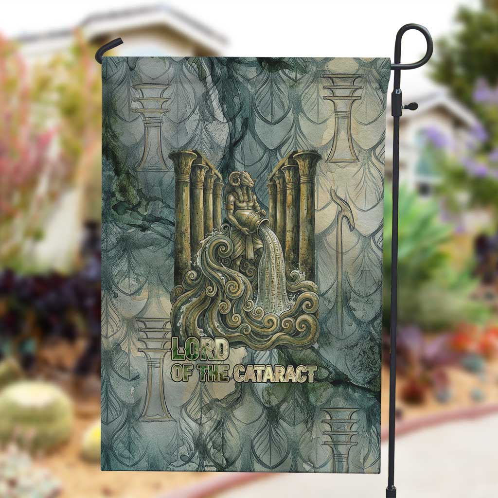 Khnum Ancient Egyptian Garden Flag with Smoky Leaf, Ram Head Emblem, and Guardian of the Cataract - African Pride