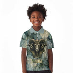 Khnum Ancient Egyptian Kid Polo Shirt with Smoky Leaf, Ram Head Emblem, and Guardian of the Cataract - African Pride