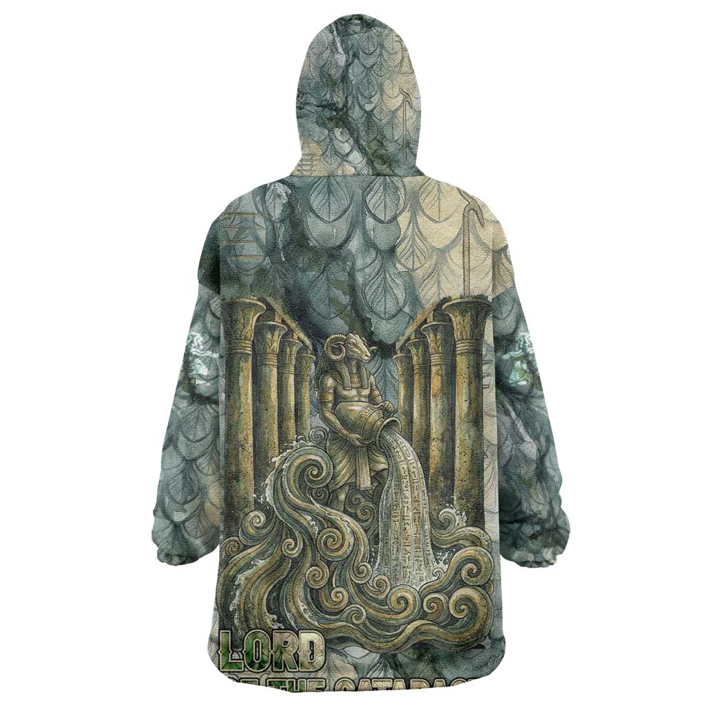Khnum Ancient Egyptian Kid Wearable Blanket Hoodie with Smoky Leaf, Ram Head Emblem, and Guardian of the Cataract - African Pride