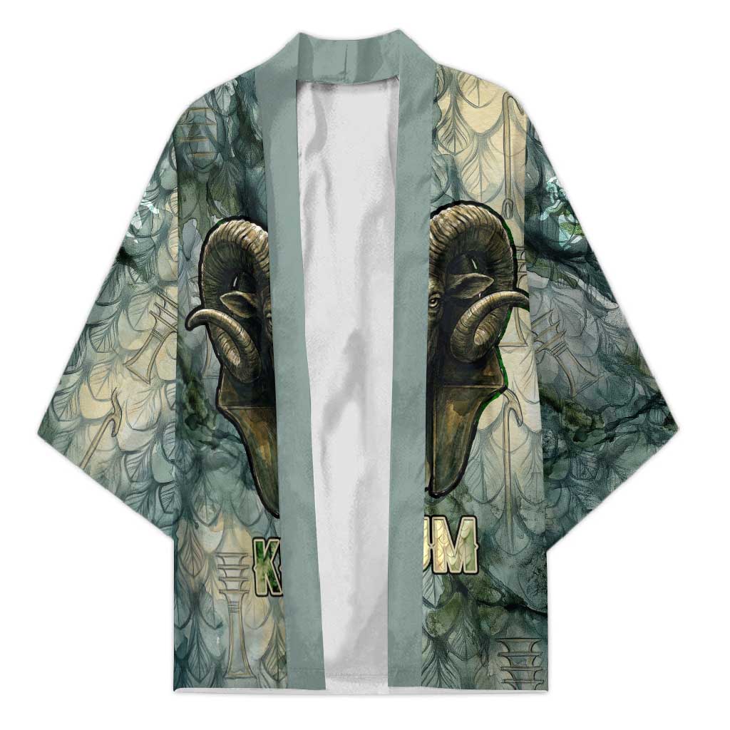 Khnum Ancient Egyptian Kimono with Smoky Leaf, Ram Head Emblem, and Guardian of the Cataract - African Pride