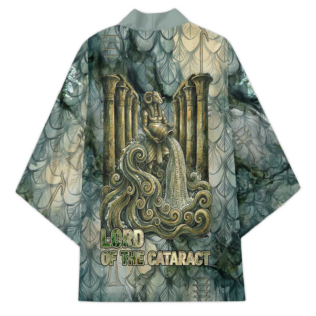 Khnum Ancient Egyptian Kimono with Smoky Leaf, Ram Head Emblem, and Guardian of the Cataract - African Pride