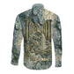 Khnum Ancient Egyptian Long Sleeve Button Shirt with Smoky Leaf, Ram Head Emblem, and Guardian of the Cataract - African Pride