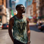 Khnum Ancient Egyptian Men Tank Top with Smoky Leaf, Ram Head Emblem, and Guardian of the Cataract - African Pride