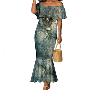 Khnum Ancient Egyptian Mermaid Dress with Smoky Leaf, Ram Head Emblem, and Guardian of the Cataract - African Pride