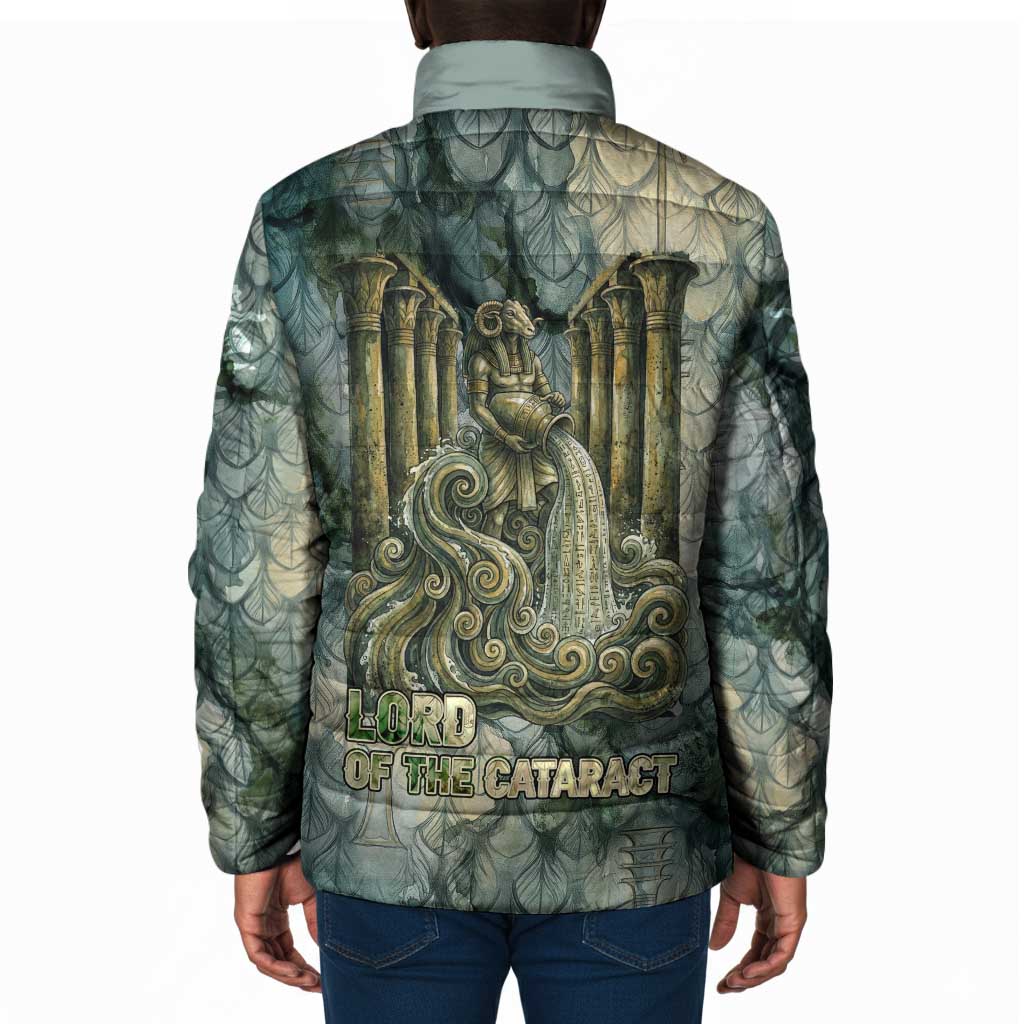 Khnum Ancient Egyptian Padded Jacket with Smoky Leaf, Ram Head Emblem, and Guardian of the Cataract - African Pride