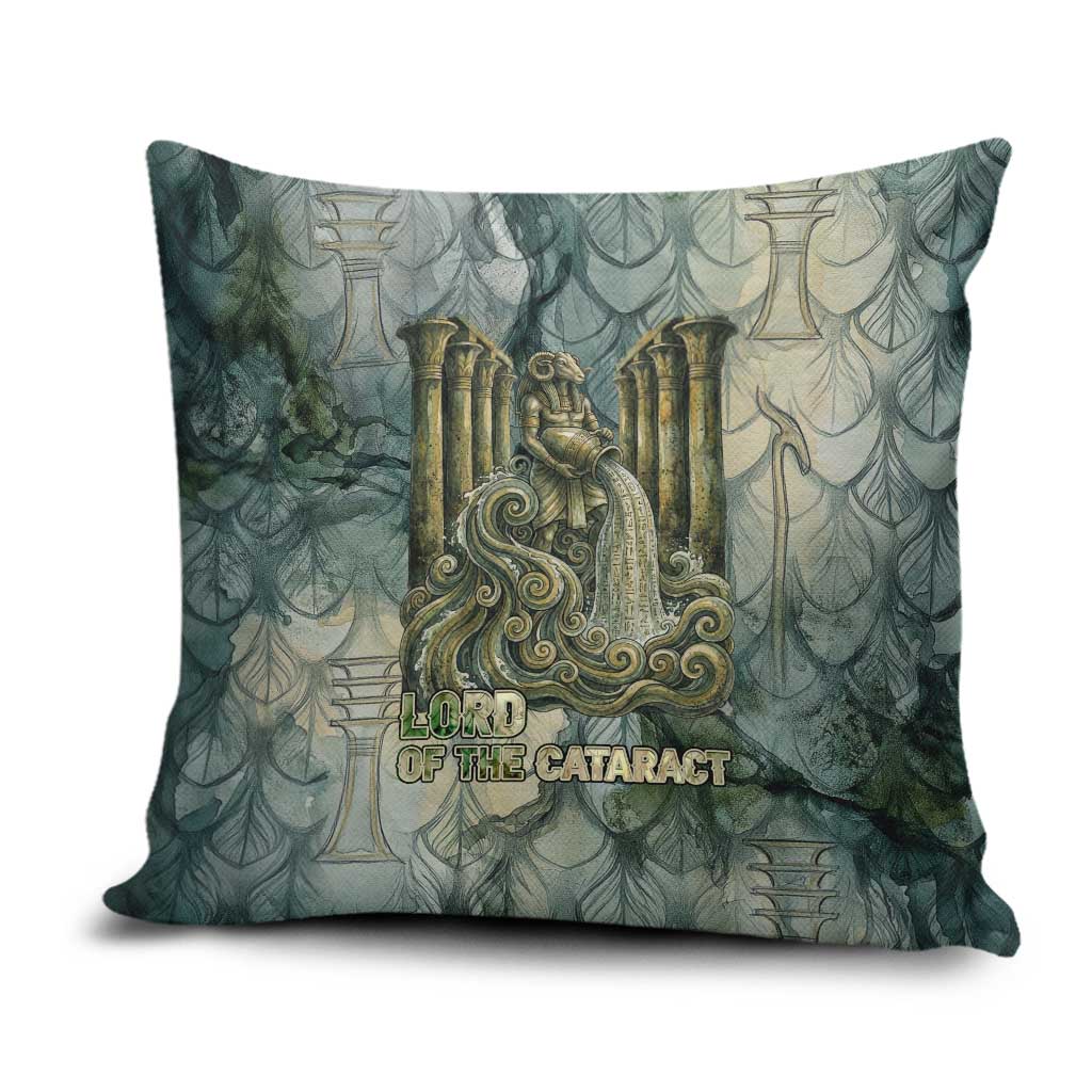 Khnum Ancient Egyptian Pillow Cover with Smoky Leaf, Ram Head Emblem, and Guardian of the Cataract - African Pride