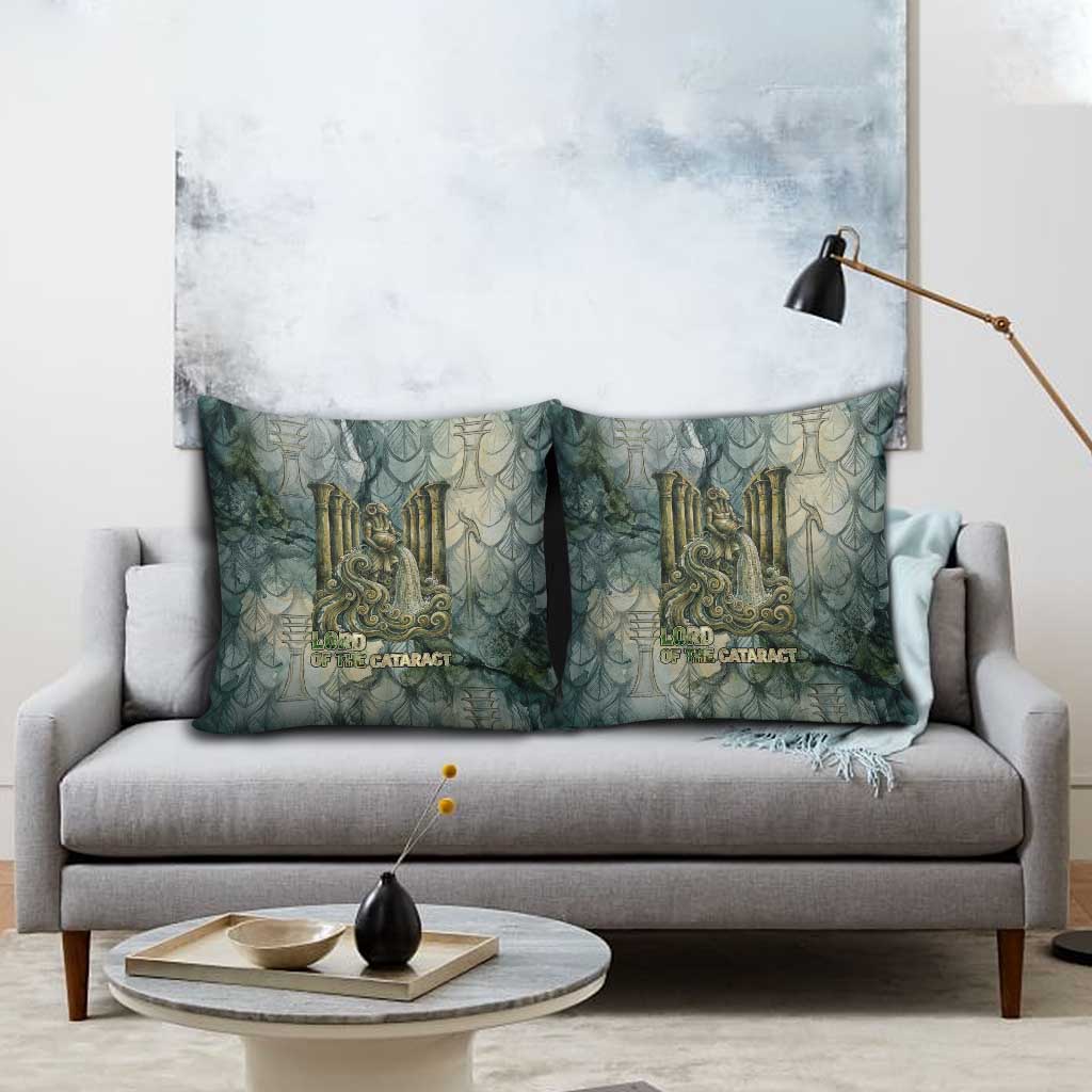 Khnum Ancient Egyptian Pillow Cover with Smoky Leaf, Ram Head Emblem, and Guardian of the Cataract - African Pride