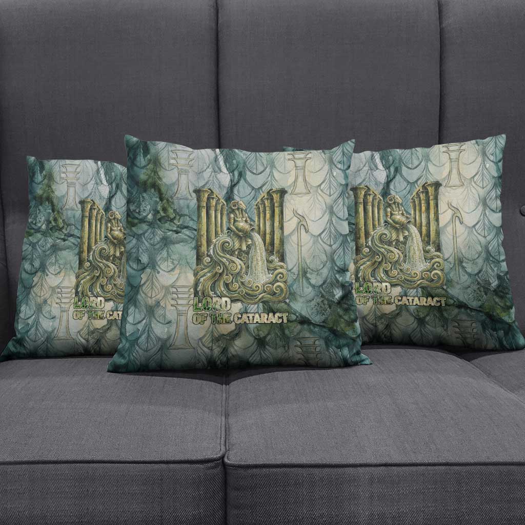 Khnum Ancient Egyptian Pillow Cover with Smoky Leaf, Ram Head Emblem, and Guardian of the Cataract - African Pride
