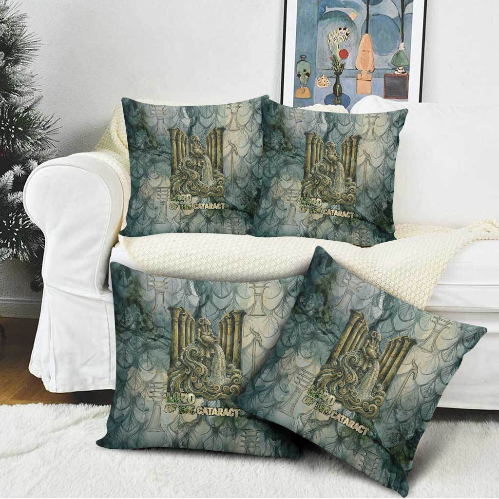 Khnum Ancient Egyptian Pillow Cover with Smoky Leaf, Ram Head Emblem, and Guardian of the Cataract - African Pride