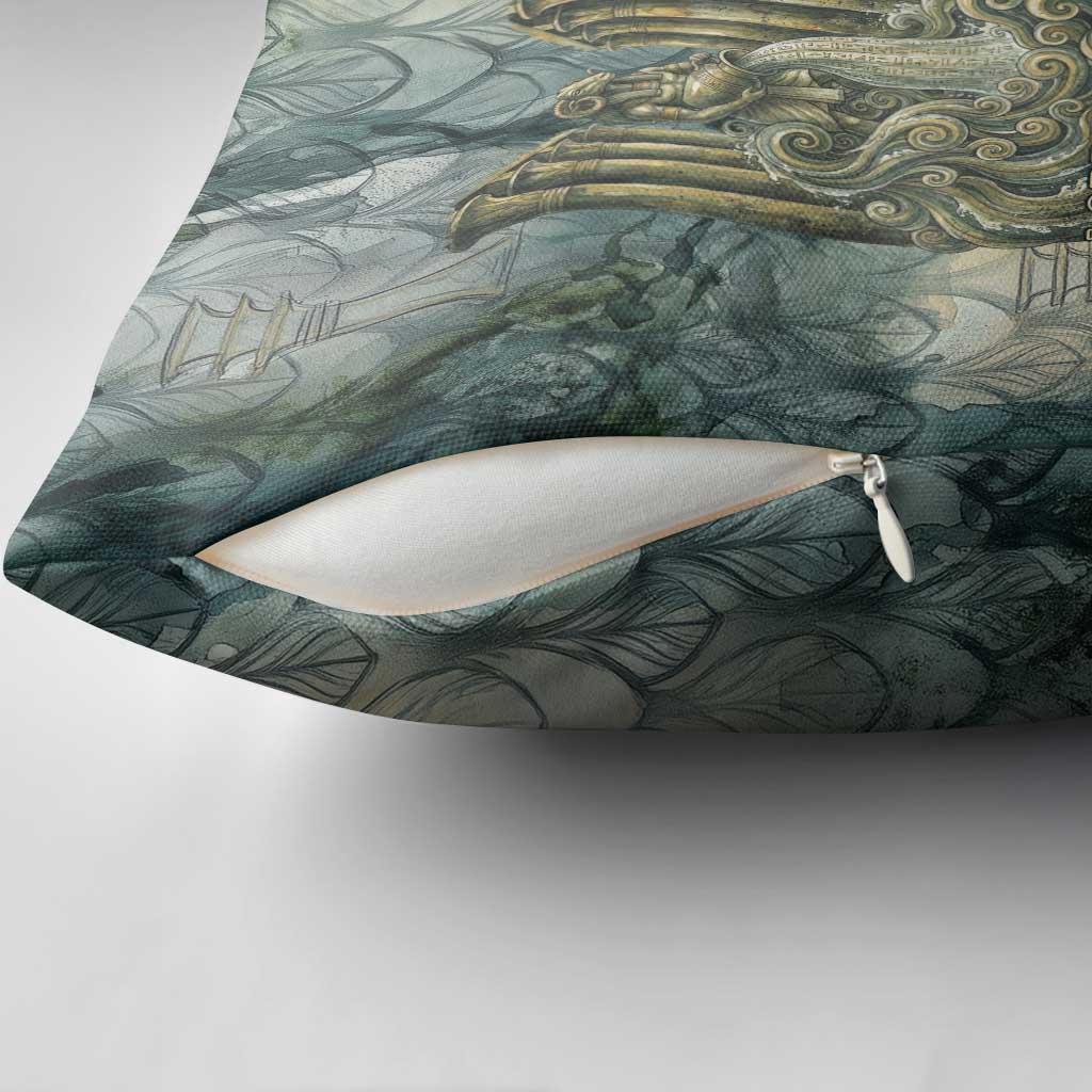 Khnum Ancient Egyptian Pillow Cover with Smoky Leaf, Ram Head Emblem, and Guardian of the Cataract - African Pride