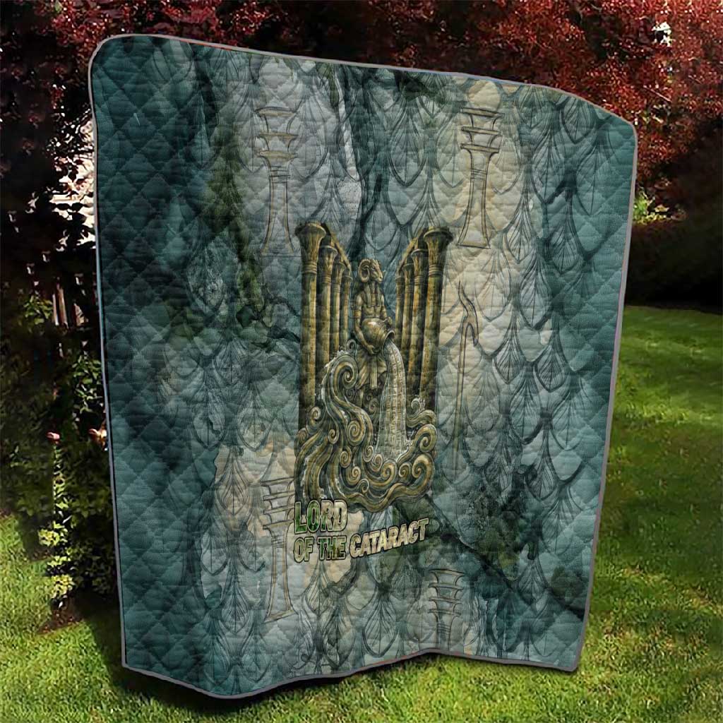Khnum Ancient Egyptian Quilt with Smoky Leaf, Ram Head Emblem, and Guardian of the Cataract - African Pride