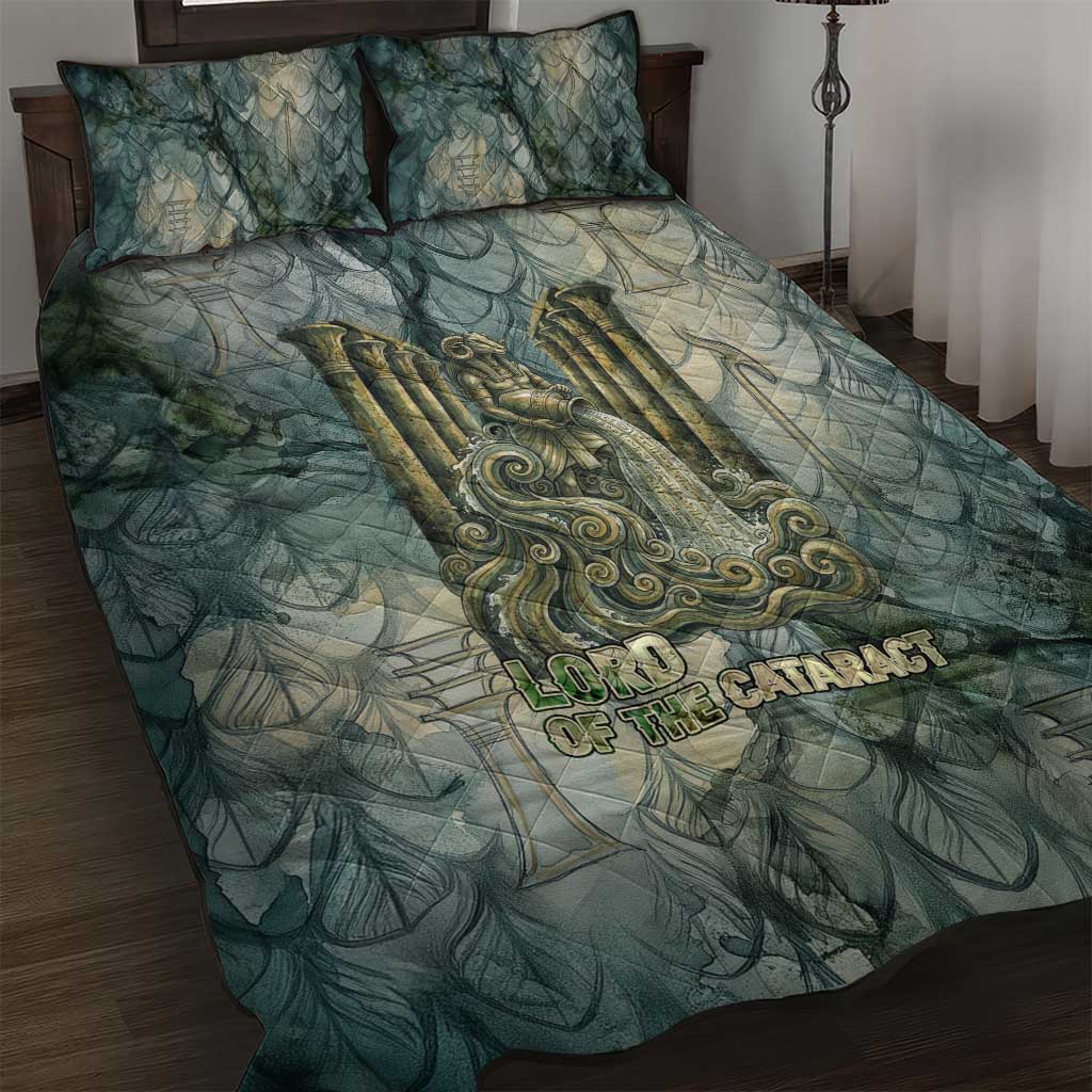 Khnum Ancient Egyptian Quilt Bed Set with Smoky Leaf, Ram Head Emblem, and Guardian of the Cataract - African Pride