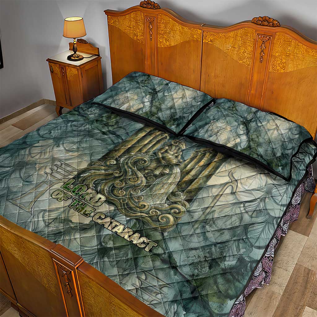 Khnum Ancient Egyptian Quilt Bed Set with Smoky Leaf, Ram Head Emblem, and Guardian of the Cataract - African Pride