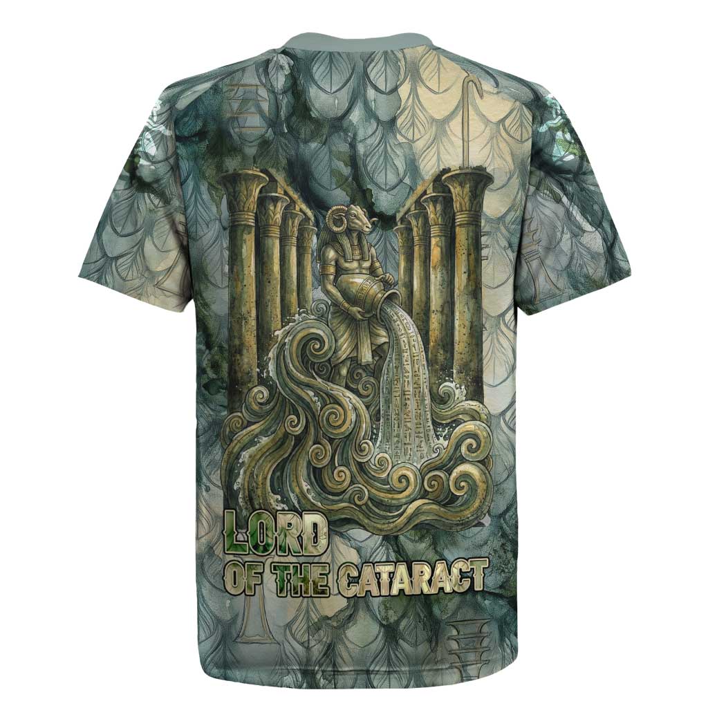 Khnum Ancient Egyptian Rugby Jersey with Smoky Leaf, Ram Head Emblem, and Guardian of the Cataract - African Pride