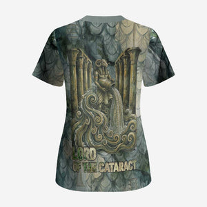 Khnum Ancient Egyptian Scrub Top with Smoky Leaf, Ram Head Emblem, and Guardian of the Cataract - African Pride