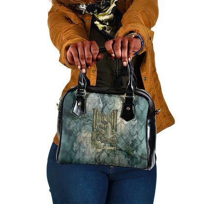 Khnum Ancient Egyptian Shoulder Handbag with Smoky Leaf, Ram Head Emblem, and Guardian of the Cataract - African Pride