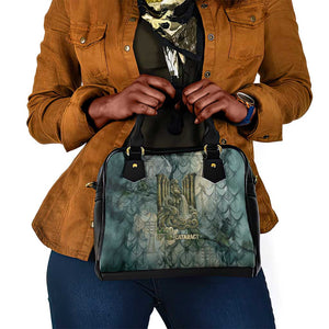 Khnum Ancient Egyptian Shoulder Handbag with Smoky Leaf, Ram Head Emblem, and Guardian of the Cataract - African Pride