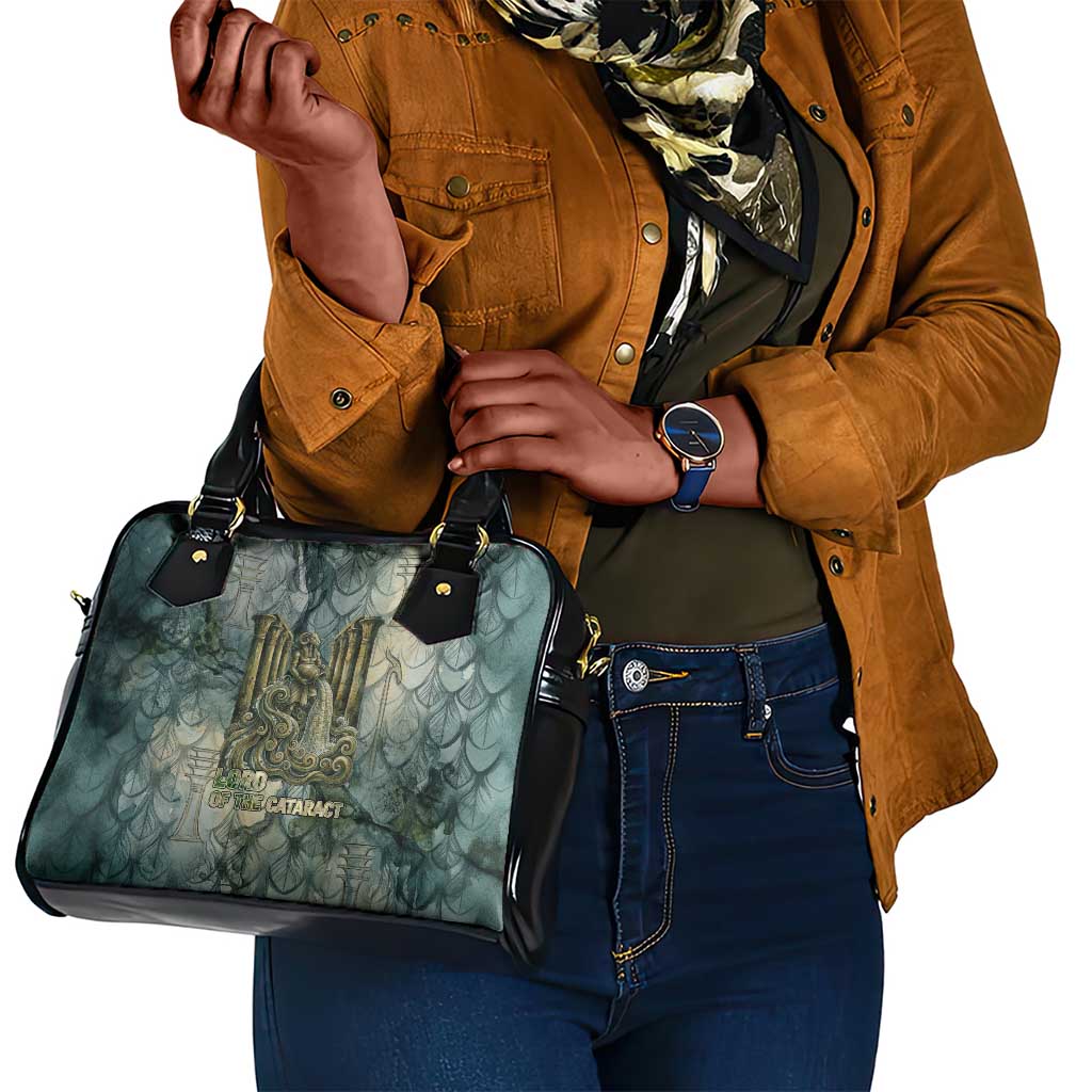 Khnum Ancient Egyptian Shoulder Handbag with Smoky Leaf, Ram Head Emblem, and Guardian of the Cataract - African Pride