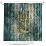 Khnum Ancient Egyptian Shower Curtain with Smoky Leaf, Ram Head Emblem, and Guardian of the Cataract - African Pride