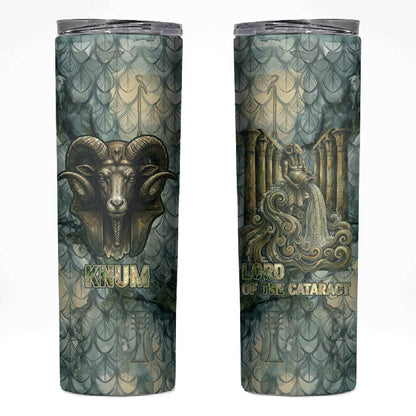 Khnum Ancient Egyptian Skinny Tumbler with Smoky Leaf, Ram Head Emblem, and Guardian of the Cataract - African Pride