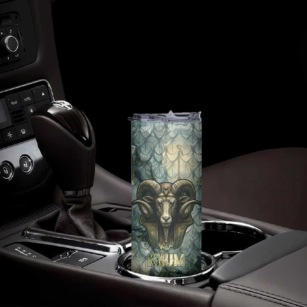 Khnum Ancient Egyptian Skinny Tumbler with Smoky Leaf, Ram Head Emblem, and Guardian of the Cataract - African Pride