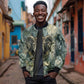 Khnum Ancient Egyptian Sleeve Zip Bomber Jacket with Smoky Leaf, Ram Head Emblem, and Guardian of the Cataract - African Pride