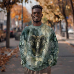 Khnum Ancient Egyptian Sweatshirt with Smoky Leaf, Ram Head Emblem, and Guardian of the Cataract - African Pride